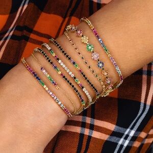 The Last Line Black Diamond Sunburst Rainbow Tennis Bracelet